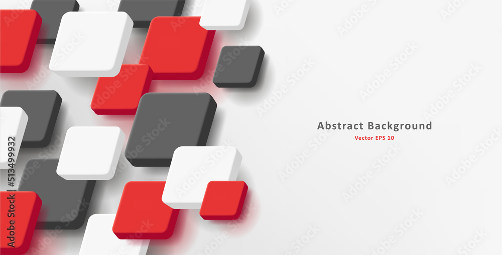 Abstract background with red black and white 3d cubes overlapping and creation geometric texture. Vector illustration Abstract background with red black and white 3d cubes overlapping and creation geometric texture. Vector illustration