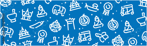 Thailand icon pattern background wide banner