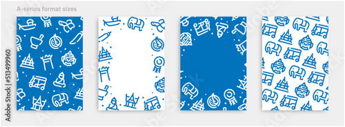 Thailand icon pattern background for graphic design.A-size vertical vector template set.