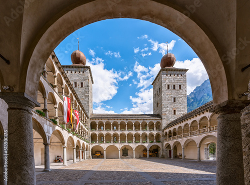 View of Stockalper castle building in Brig, Switzerland.