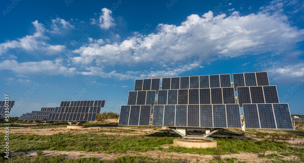 Some solar panels photovoltaic in solar farm with cloudy sky Some solar panels photovoltaic in solar farm with cloudy sky