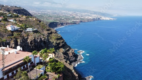 Scenic shot of resorts on top of the mountain in front of the sea in The French Riveria photo