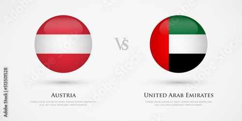 Austria vs United Arab Emirates country flags template. The concept for game, competition, relations, friendship, cooperation, versus.