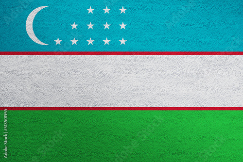 Modern shine leather background in colors of national flag. Uzbekistan