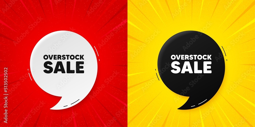 Overstock sale tag. Flash offer banner with quote. Special offer price sign. Advertising discounts symbol. Starburst beam banner. Overstock sale speech bubble. Vector - obrazy, fototapety, plakaty 