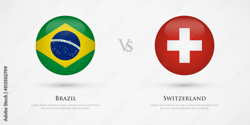 Brazil vs Switzerland country flags template. The concept for game, competition, relations, friendship, cooperation, versus. Brazil vs Switzerland country flags template. The concept for game, competition, relations, friendship, cooperation, versus.