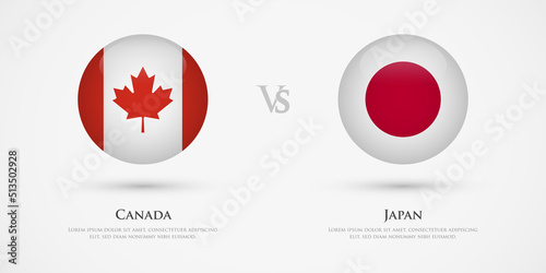 Canada vs Japan country flags template. The concept for game, competition, relations, friendship, cooperation, versus.