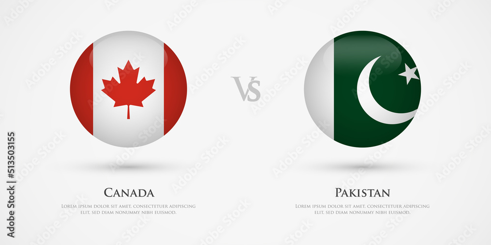 Canada vs Pakistan country flags template. The concept for game, competition, relations, friendship, cooperation, versus. Canada vs Pakistan country flags template. The concept for game, competition, relations, friendship, cooperation, versus.