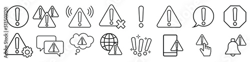 Simple Set of Warnings Related Vector Icon. Contain such signs as Alert Exclamation illustration sign collection. Warning symbol.