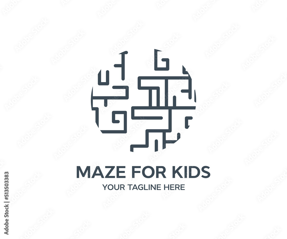 Round maze, Circle labyrinth, Maze for kids logo design. Line maze game vector design and illustration.
Round maze, Circle labyrinth, Maze for kids logo design. Line maze game vector design and illustration.
