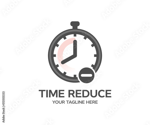 Time reduce, Stopwatch cross logo design. Remove time, time saving vector design and illustration.
