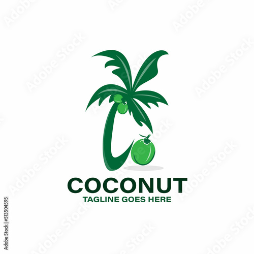 illustration of coconut tree design logo vector