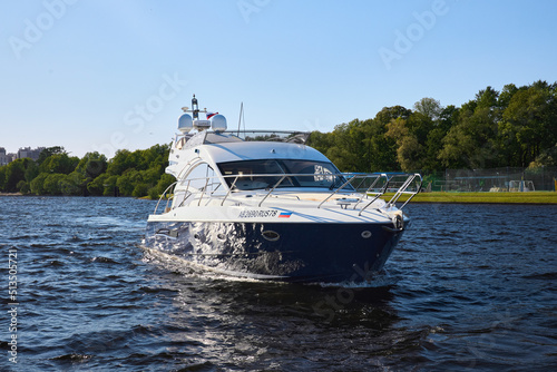 View of the yacht floating on the water © Дмитрий Модестов