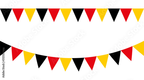 Black, red and yellow party garlands with pennants. Vector buntings set II. Germany colors flag.