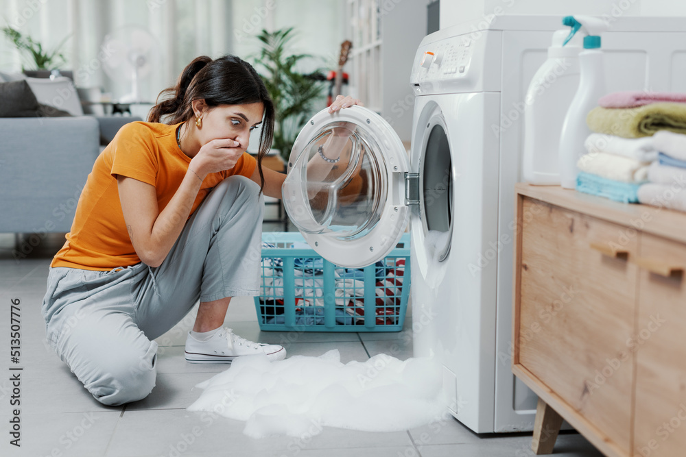 Broken washing machine at home Stock Photo Adobe Stock