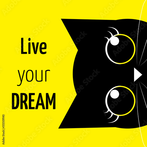 Live your dream typography design. Vector lettering for card, poster, banner, t-shirts, invitations, stickers, advertisement. Motivational phrase, quote.