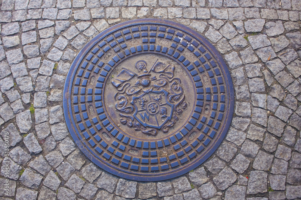 Beautiful manhole bronze cover in Wroclaw Beautiful manhole bronze cover in Wroclaw