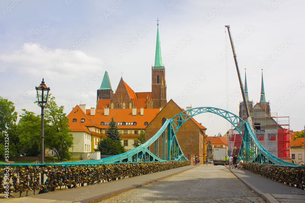 Tumski bridge in Wroclaw, Poland