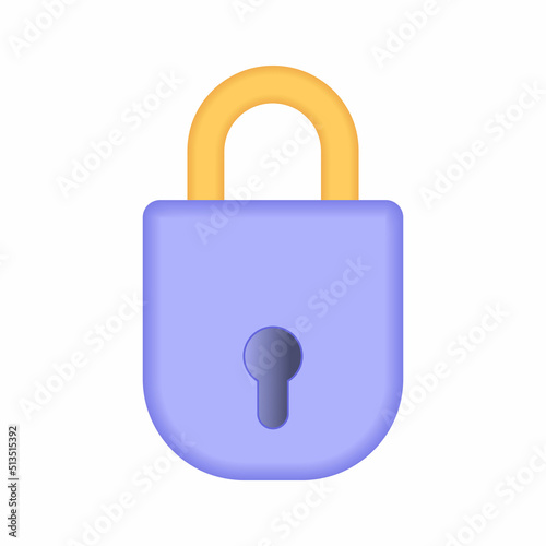 A lock icon, padlock, security, safety, encryption, protection, and privacy concept. 3d vector icon.
