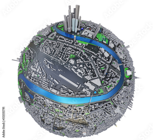 City on small planet. Architecture concept