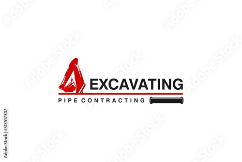 Reinforced Concrete Pipe excavator logo RCP construction design industrial heavy equipment