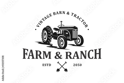 Tractor Silhouette logo vector farming and ranch equipment transportation machine plow field vehicle