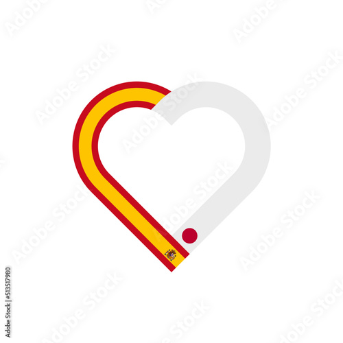 unity concept. heart ribbon icon of spain and japan flags. vector illustration isolated on white background