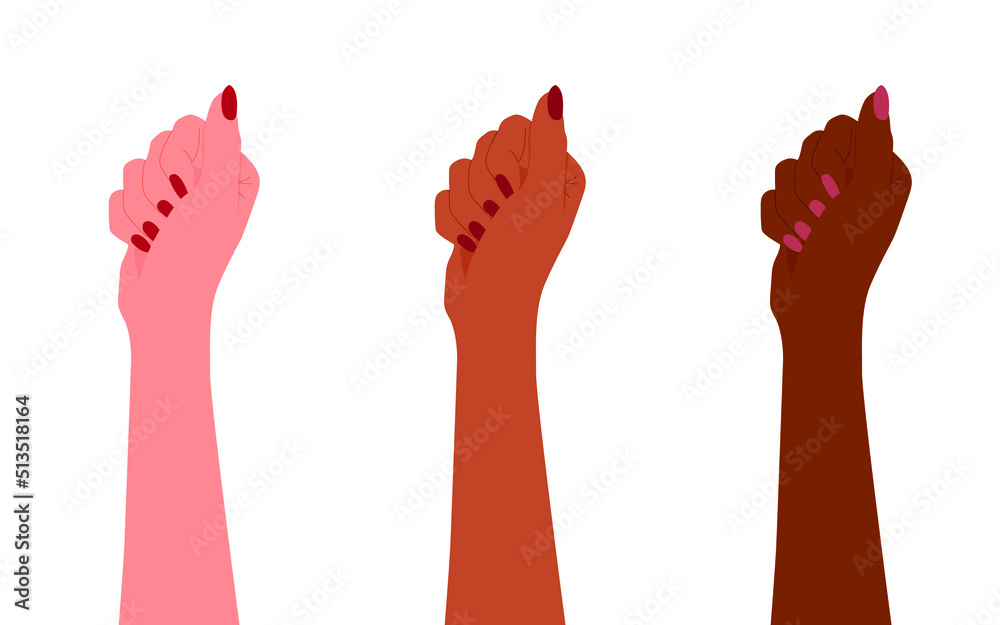 Woman's hands are isolated on the white background. Feminism and solidarity concept Woman's hands are isolated on the white background. Feminism and solidarity concept