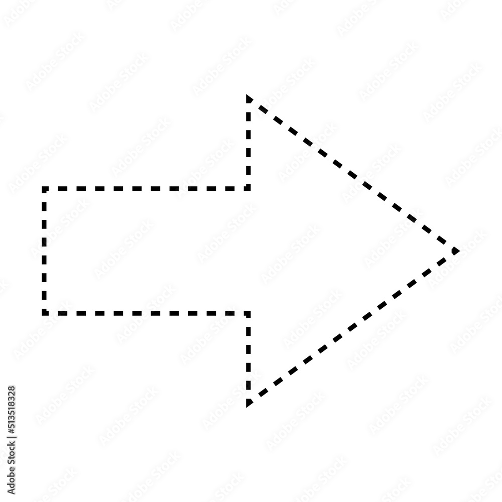 Arrow shape dashed symbol vector icon for creative graphic design ui element in a pictogram illustration Arrow shape dashed symbol vector icon for creative graphic design ui element in a pictogram illustration
