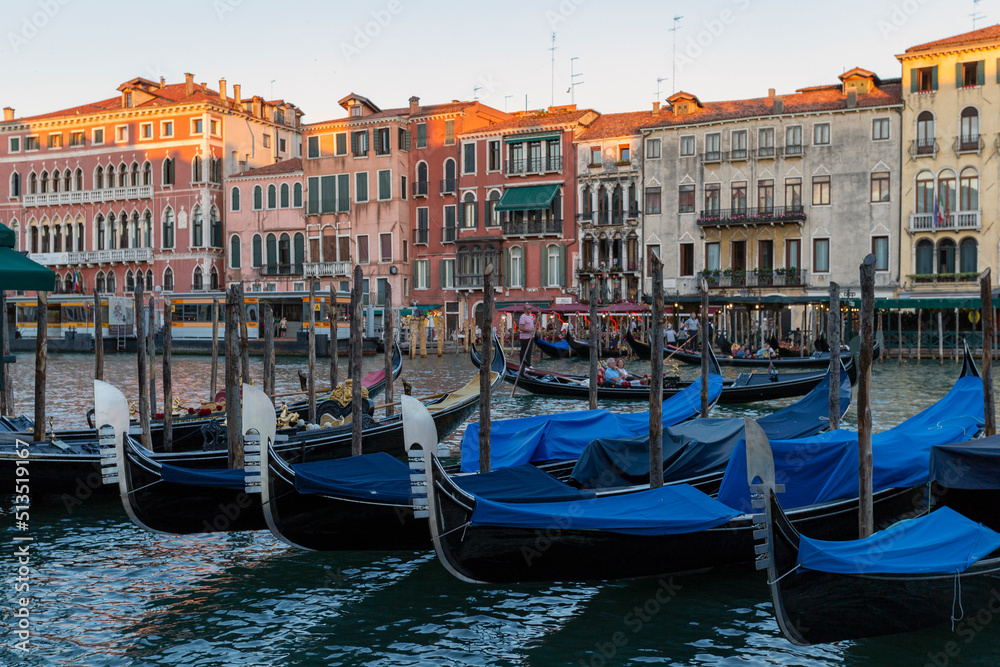 Grand canal in Venice with gondola boats