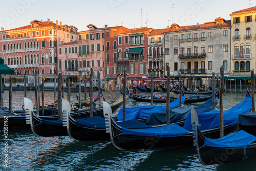 Grand canal in Venice with gondola boats