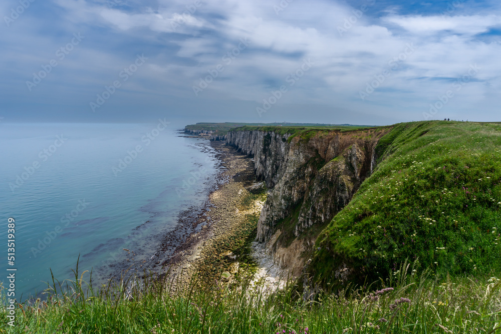 landscape view of the cliffs at Flamborough Head on the North Sea coast of England