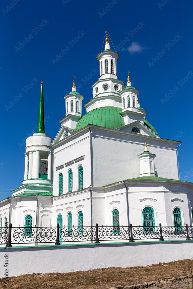 Holy Trinity Cathedral on a summer sunny day. City of Alapaevsk. Russia
