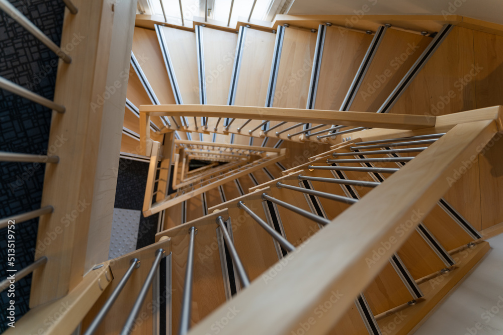 Looking down a triangular staircase Looking down a triangular staircase