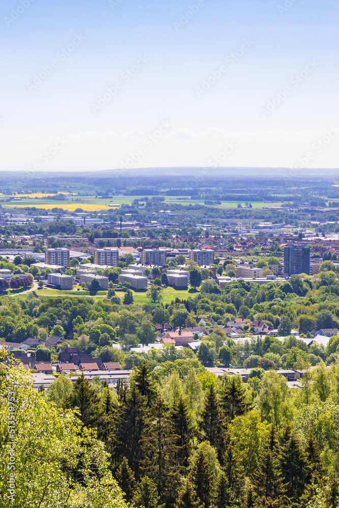 Cityscape at Skövde town from a high angle view