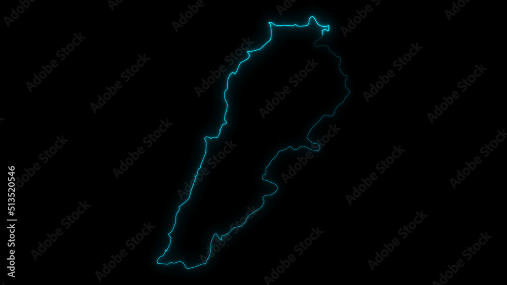 Outline Map of Lebanon in Black Background Outline Map of Lebanon in Black Background