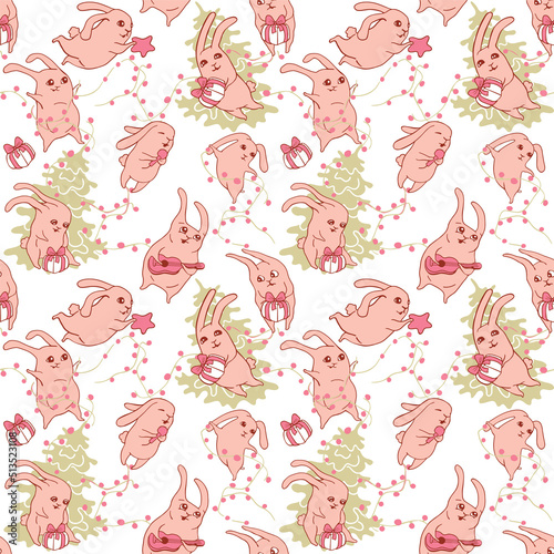 Seamless pattern funny hares