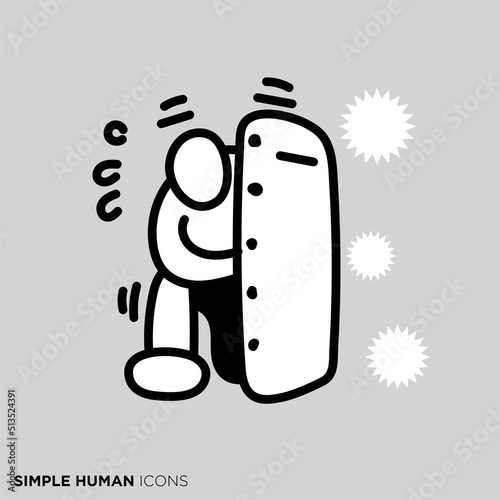 シンプルな人物のポーズイラスト　「攻撃に耐える人」