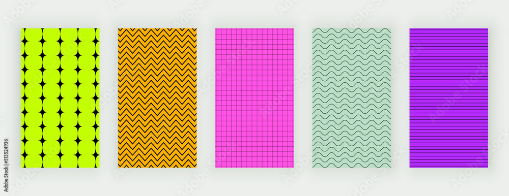 Groovy backgrounds for stories with retro lines shapes

