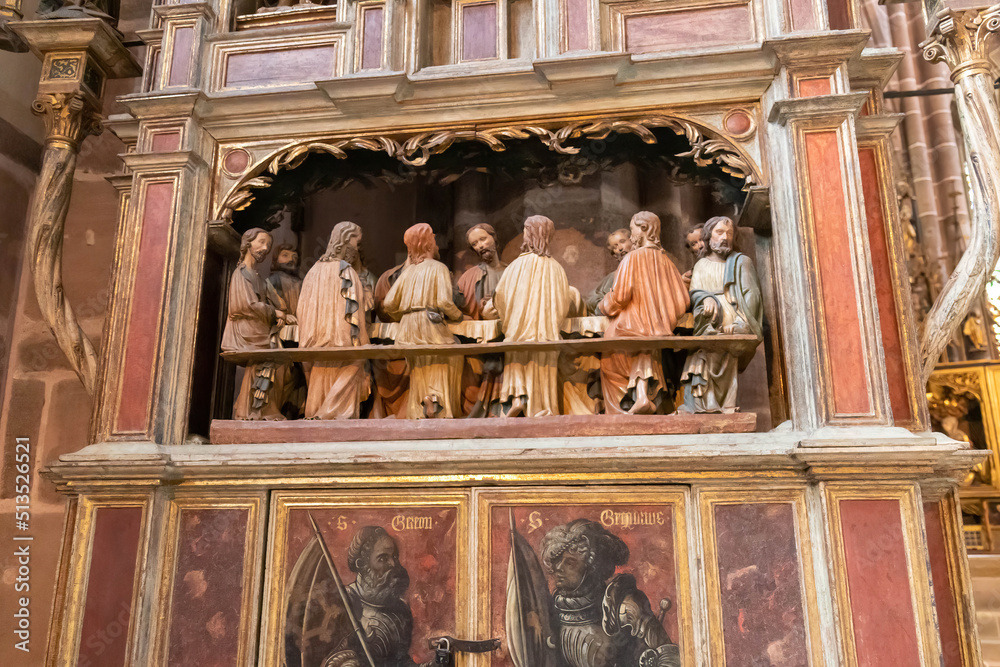 The Last Supper bas relief on the altar of the St. Lawrence Church, Nuremberg, Germany 