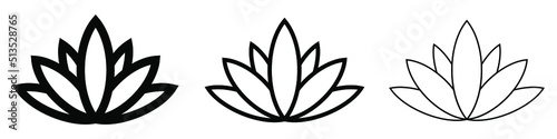 Lotus icons set. Lotus flower silhouette. Lotus flower logo. Vector illustration. Black icon
