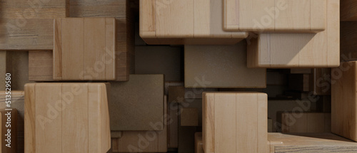 abstract wooden cube 3D background