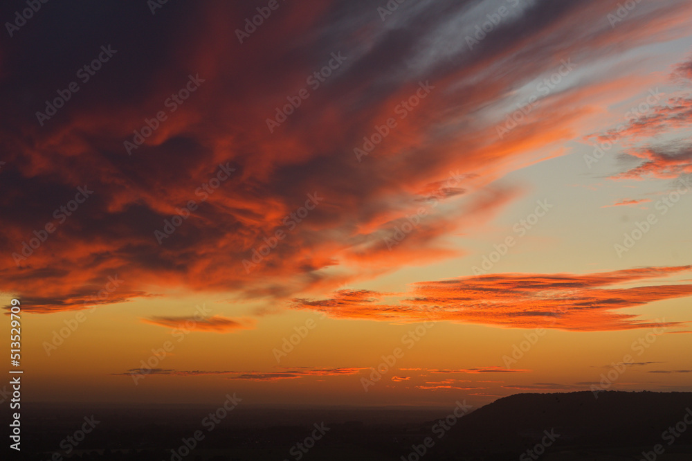 deep red fire in the clouds sunrise 