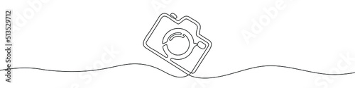 Camera drawing with one continuous line. One continuous line of a photo camera. Vector illustration