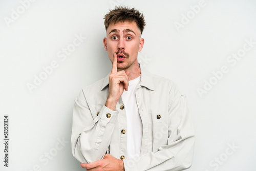Young caucasian man isolated on white background having some great idea, concept of creativity.