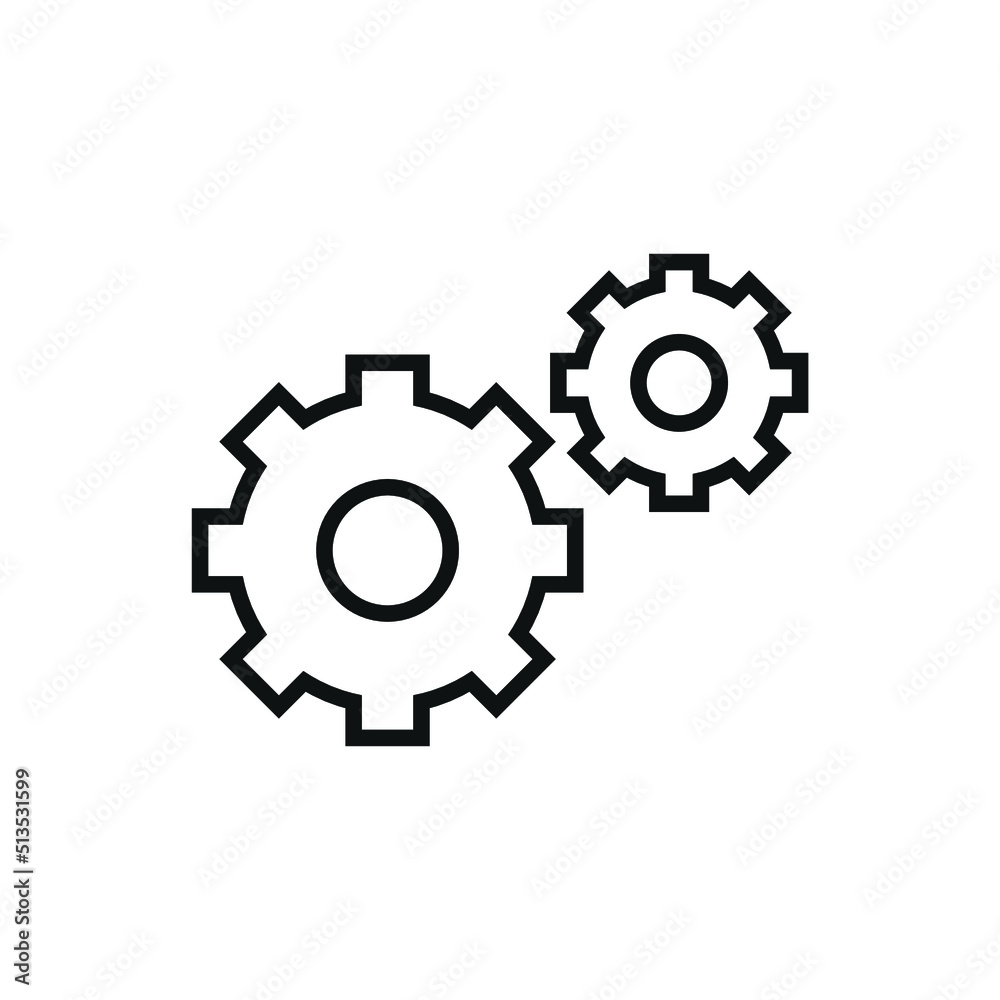 Editable cog wheel  line icon. Vector illustration isolated on white background. using for website or mobile app