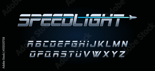 Vector Chrome Alphabet in scifi style for headlines, logos and other graphic projects. ABC in space, galaxy font inspired by movies and animated shows. 