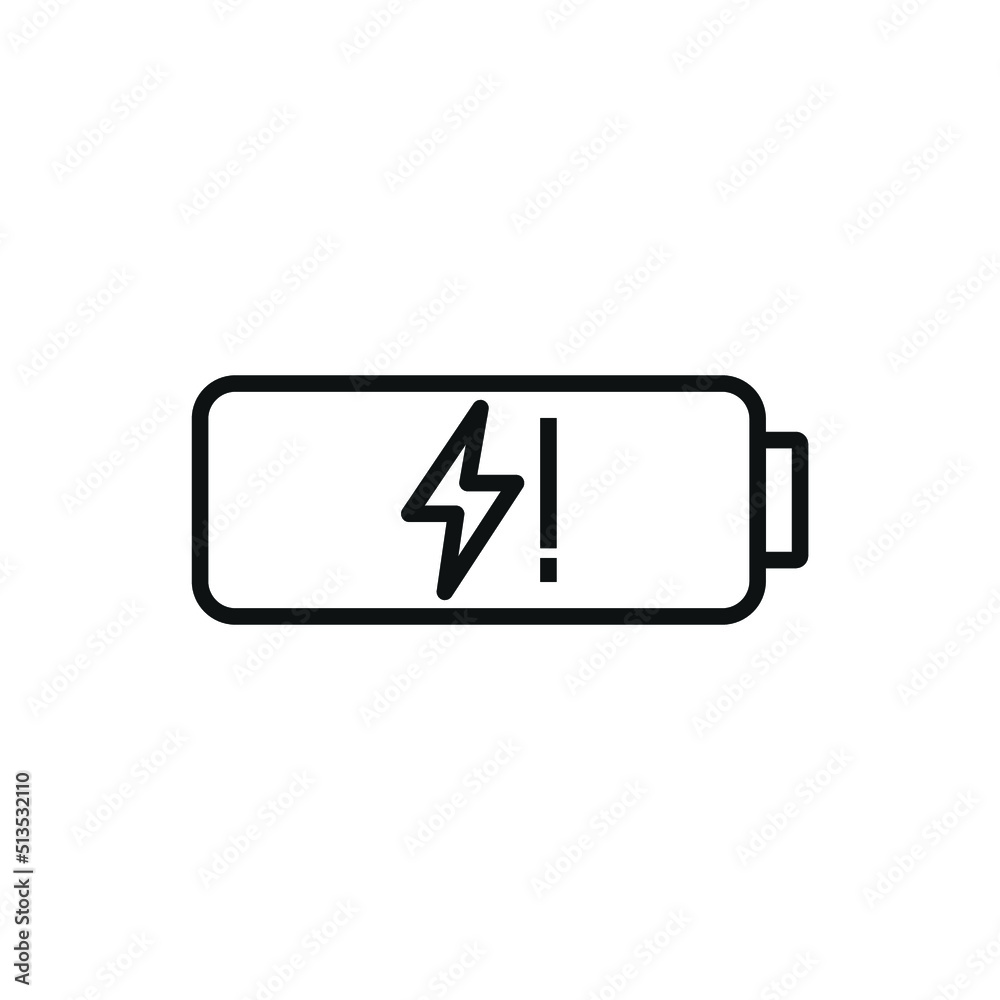 Editable not charging battery line icon. Vector illustration isolated on white background. using for website or mobile app Editable not charging battery line icon. Vector illustration isolated on white background. using for website or mobile app