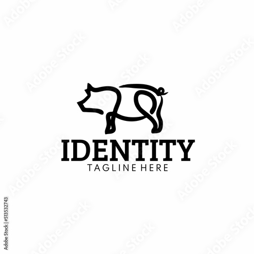 simple and modern logo farming with cow design monoline or outline style