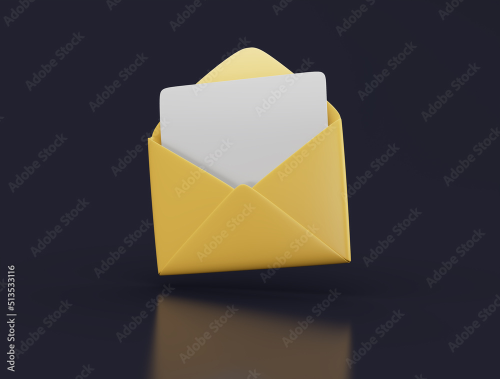 Simple open paper letter 3d render illustration. Simple open paper letter 3d render illustration.